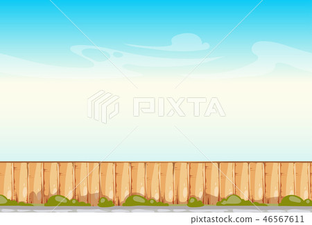 Rural wooden fence blue sky vector background Rural wooden fence blue sky vector background 46567611