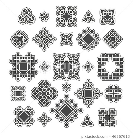 Chinese and celtic endless knots patterns vector set Chinese and celtic endless knots patterns vector set 46567613