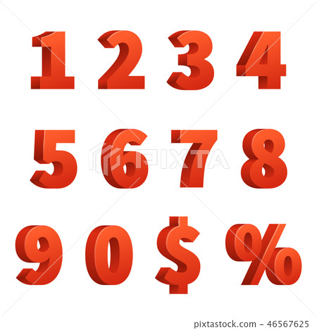 Red 3d numbers vector signs Red 3d numbers vector signs 46567625