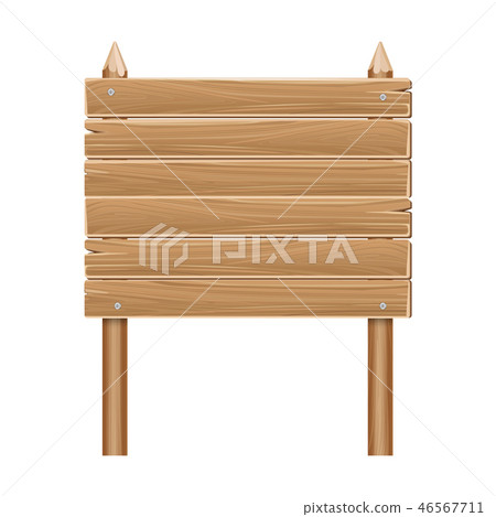 Wooden blank sign board isolated on white 46567711