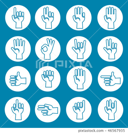 Hands gestures vector icons set blue Hands gestures vector icons set blue 46567935