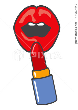 Woman red lips and a lipstick vector illustration 46567947