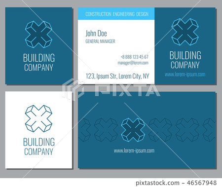 Creative business card vector template with 3d corporate hexagon logo 46567948