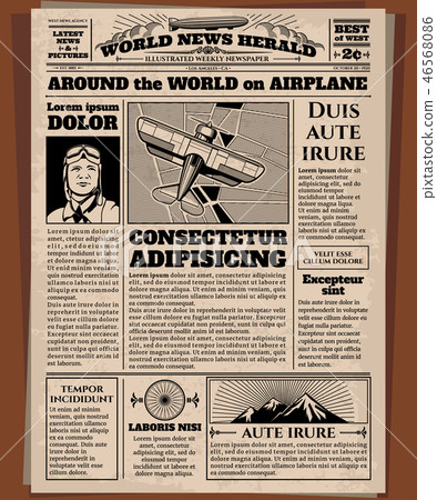 Old Newspaper Vintage Newsprint Vector Template Stock Illustration