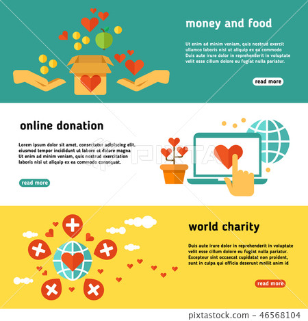Nonprofit, charity, philanthropy, donate, giving donation, social help vector banners set Nonprofit, charity, philanthropy, donate, giving donation, social help vector banners set 46568104
