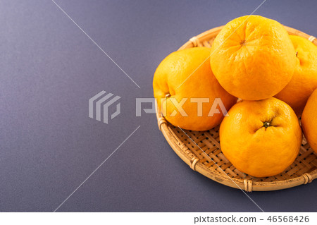 Tachibana Water Fruit Food Indigo Background Tangerine blue background 46568426