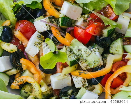 Greek salad with vegetables for healthy food Greek salad with vegetables for healthy food 46568624