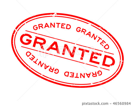Grunge red granted word oval rubber seal stamp 46568984
