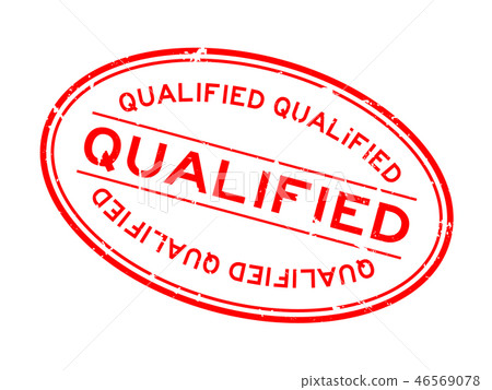 Grunge red qualified word oval rubber seal stamp 46569078