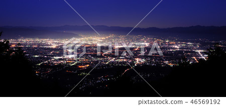 Kofu basin night view seen from Minami-Alps city prefectural forest observation deck 46569192
