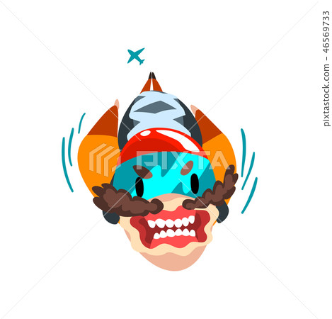 Funny skydiver falling through the air, skydiving, parachuting extreme sport vector Illustration on Funny skydiver falling through the air, skydiving, parachuting extreme sport vector Illustration on 46569733