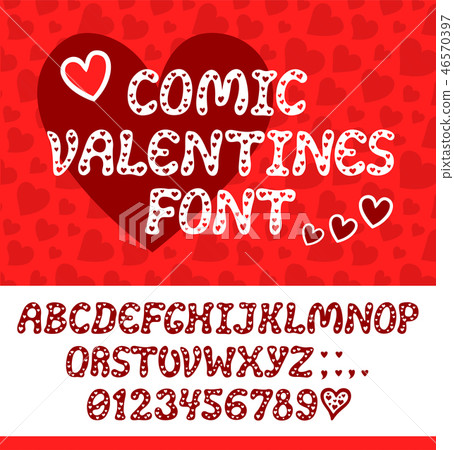 Romantic font with hearts for spring holidays Romantic font with hearts for spring holidays 46570397