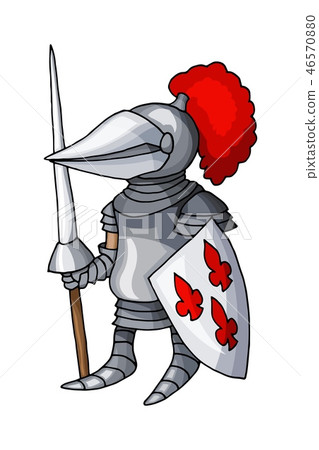 Cartoon Medieval Knight With Shield And Spear,... - Stock Illustration ...