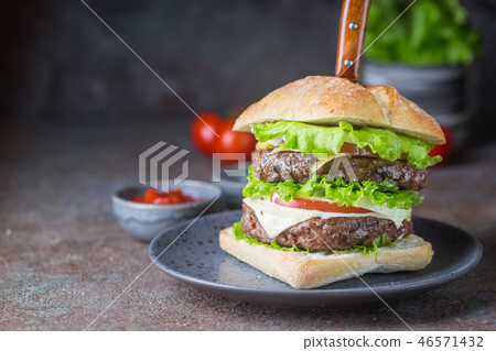 Hamburger with beef meat Hamburger with beef meat 46571432