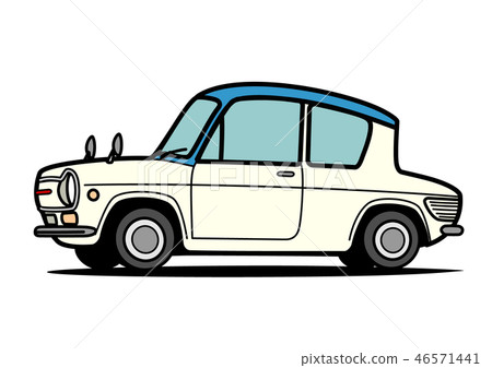 Retro mini car blue two tone color car illustration 46571441