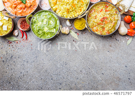 Assorted indian food Assorted indian food 46571797
