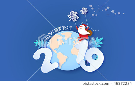 2019 New Year design card with Santa Claus 2019 New Year design card with Santa Claus 46572284