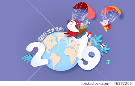 2019 New Year design card with Santa Claus 2019 New Year design card with Santa Claus 46572296