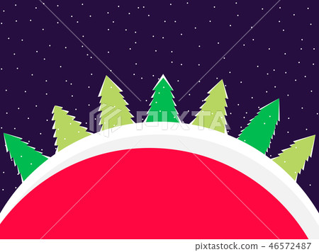 Winter landscape with fir trees in flat style 46572487