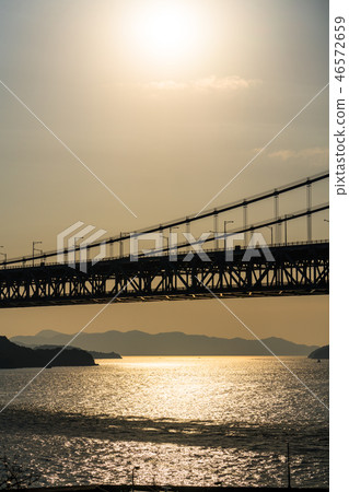 <Okayama Prefecture> Evening view of the Seto Inland Sea and Seto Ohashi 46572659
