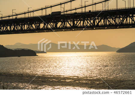 <Okayama Prefecture> Evening view of the Seto Inland Sea and Seto Ohashi 46572661