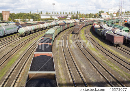 rail cars loaded with coal. 46573077