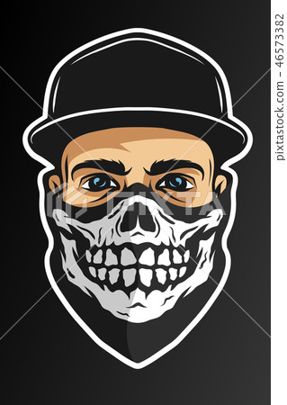 A guy in a baseball cap, and a bandana. 46573382