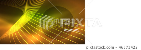 Digital technology abstract background - neon geometric design. Abstract glowing lines. Colorful 46573422