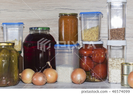 Storage shelves in pantry with homemade 46574099