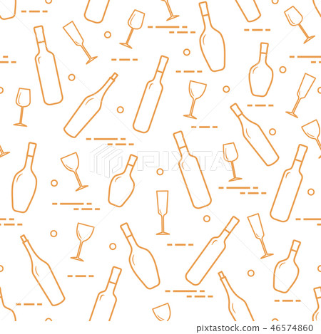Pattern of wine glasses and bottles of wine Pattern of wine glasses and bottles of wine 46574860