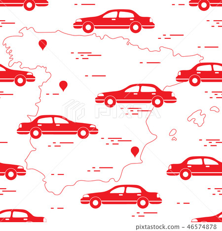 Pattern with cars and map of Spain Travel and Pattern with cars and map of Spain Travel and 46574878