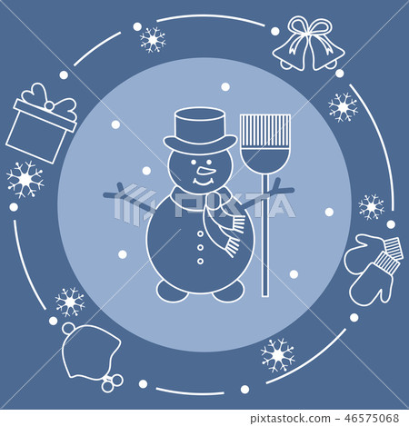 Snowman, gift, rings, mittens, children's hat Snowman, gift, rings, mittens, children's hat 46575068