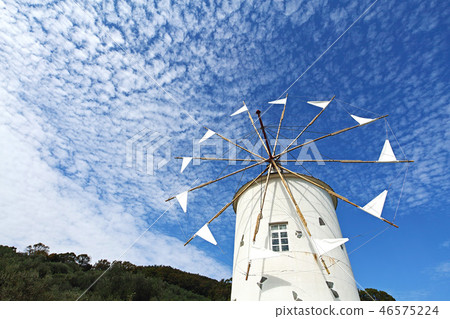 [Shodojima] Greek windmill in olive park (windmill) 46575224
