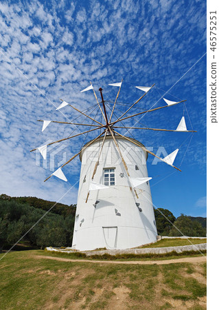 [Shodojima] Greek windmill in olive park (windmill) 46575251