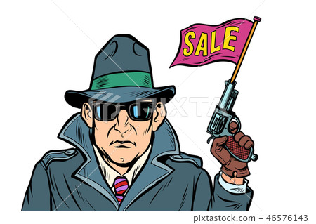 spy secret agent start sales. isolate on white background 46576143