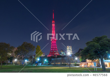 Urban scenery Tokyo Tower 60th anniversary special light up Night view 46577568