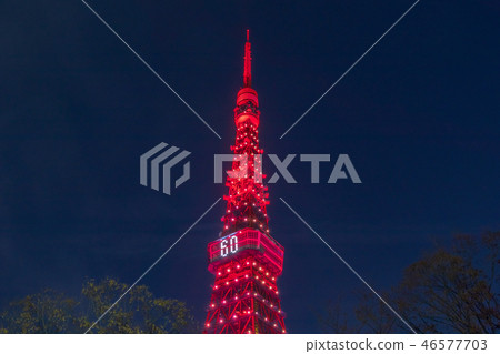 Urban scenery Tokyo Tower 60th anniversary special light up Night view 46577703