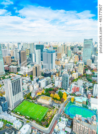 urban city skyline aerial view in Tokyo, Japan 46577907