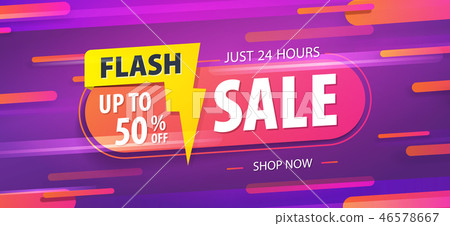 Yellow Pink Flash Sale 24 Hour 50 Percent Off Stock Illustration