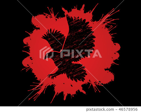 Eagle flying designed on splatter blood vector 46578956