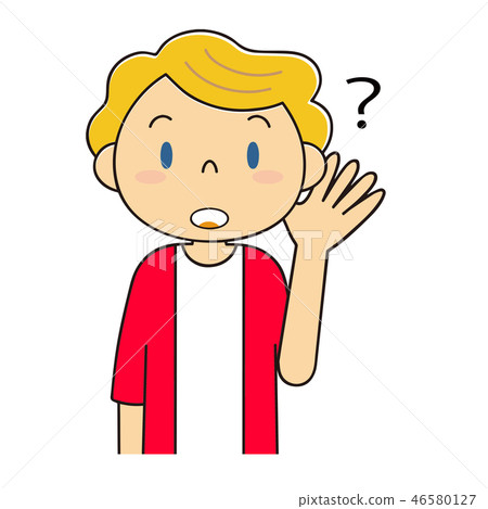 Foreign woman putting hand on ear Foreign woman putting hand on ear 46580127