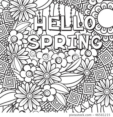 Hello spring coloring page - Stock Illustration [46581215] - PIXTA