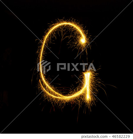 Alphabet sparklers on black background single letter Alphabet sparklers on black background single letter 46582229