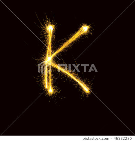 Alphabet sparklers on black background single letter 46582280