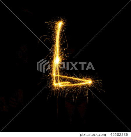Alphabet sparklers on black background single letter Alphabet sparklers on black background single letter 46582286