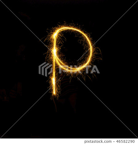 Alphabet sparklers on black background single letter Alphabet sparklers on black background single letter 46582290