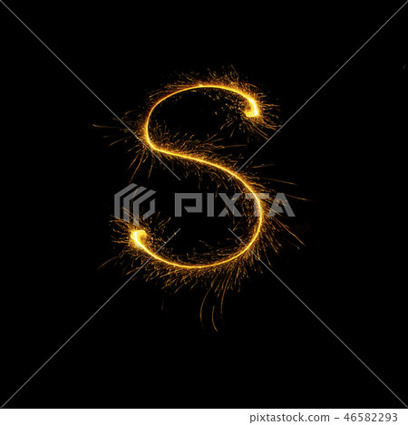 Alphabet sparklers on black background single letter Alphabet sparklers on black background single letter 46582293