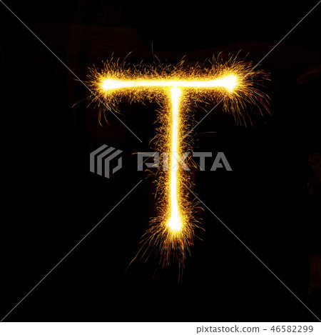 Alphabet sparklers on black background single letter Alphabet sparklers on black background single letter 46582299