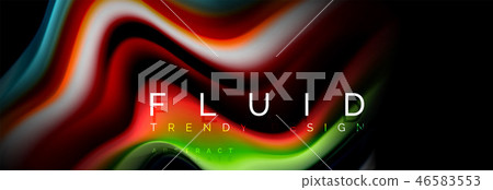 Abstract wave line water 3d background. Wave liquid shape. Splash ink paint mixing on black Abstract wave line water 3d background. Wave liquid shape. Splash ink paint mixing on black 46583553