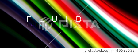Bright colorful liquid fluid lines on black, modern abstract background Bright colorful liquid fluid lines on black, modern abstract background 46583555